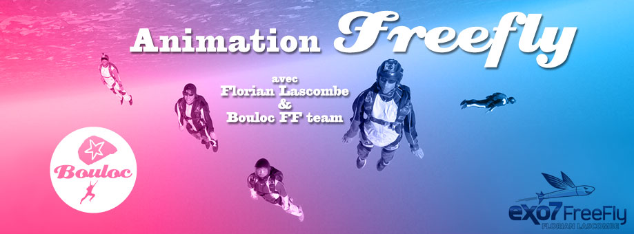 Bannière web pour l'animation Freefly à l'école de parachutisme de Bouloc