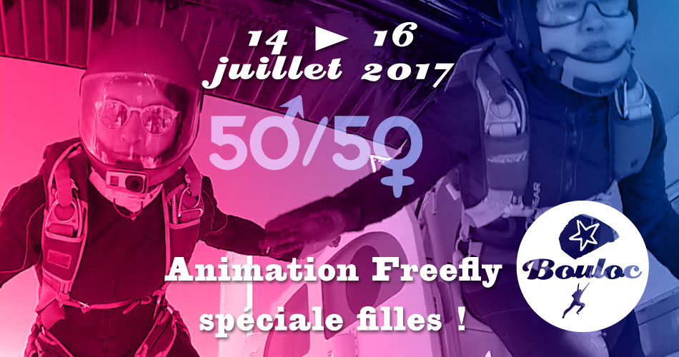 Bannière Facebook pour l'animation Freefly spéciale filles du 14 au 16 juillet