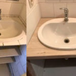 Travaux d'hiver : lavabo des chambres, avant et après