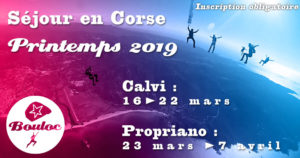 Bannière Facebook pour le séjour en Corse à Propriano et Calvi au printemps 2019, mars et avril