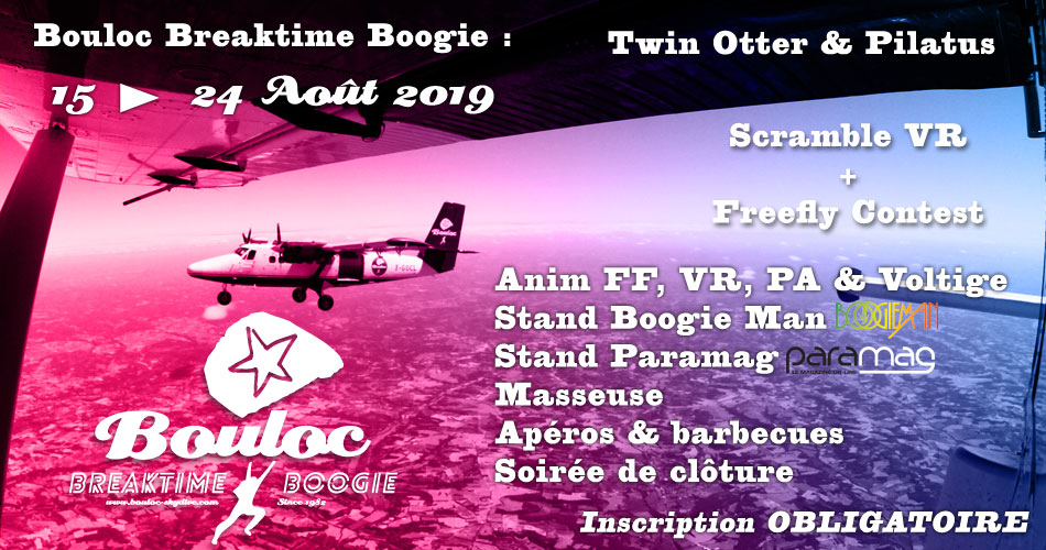 Bannière Facebook pour le Bouloc Breaktime Boogie été 2019 : du 15 au 24 août