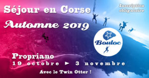 Bannière Facebook pour le séjour en Corse à Propriano à l'automne 2019, octobre et novembre