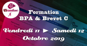 Bannière Facebook pour la formation BPA et brevet C des 11 et 12 octobre 2019