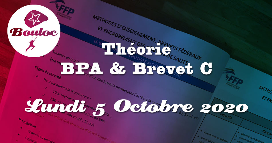 Bannière Facebook pour la théorie BPA et brevet C du lundi 5 octobre 2020