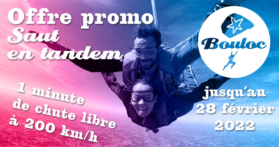 Bannière Facebook pour l'offre promotionnelle sur les sauts en tandem